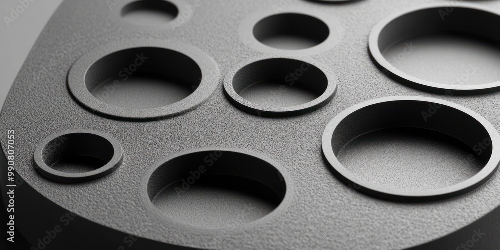 A textured surface featuring various circular indentations of different sizes. A textured surface featuring various circular indentations of different sizes.