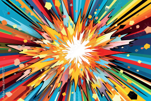 Vibrant explosive abstract comic burst