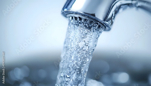 Close-up of a water faucet with water flowing from it.