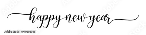 HAPPY NEW YEAR 2025 black vector brush calligraphy banner