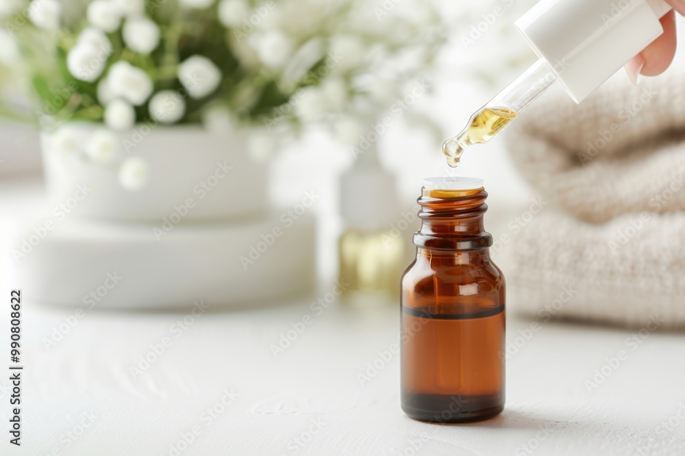 Person using antioxidant extracts in skincare products.