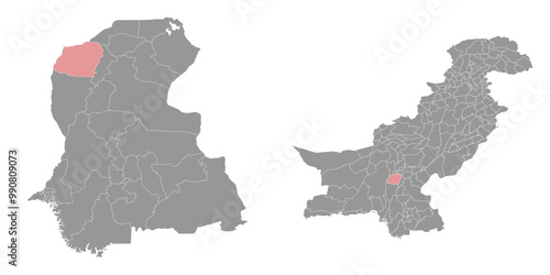 Qambar Shahdadkot district map, administrative division of Pakistan. Vector illustration. photo