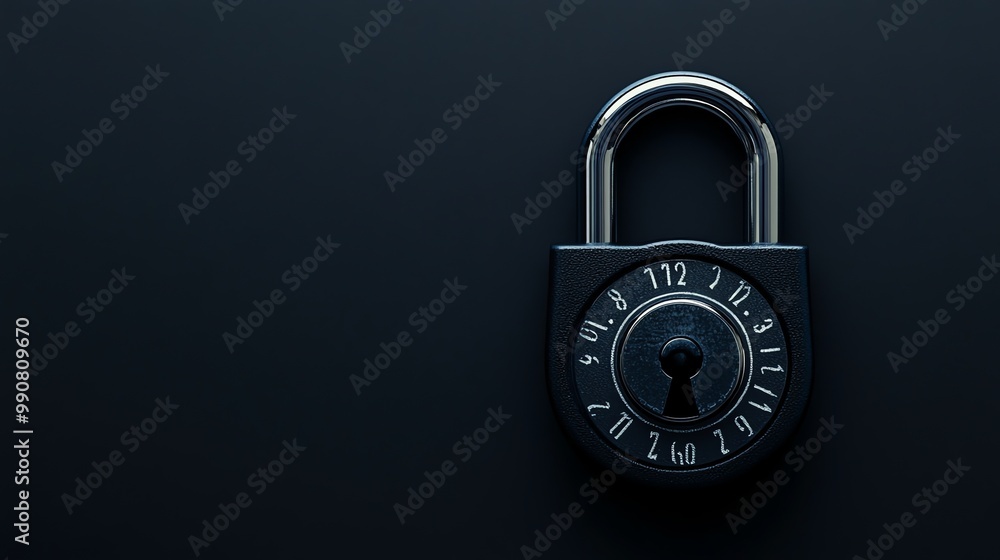 A combination lock on a black background. A combination lock on a black background.