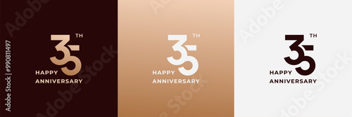 Logo 35th, 35 years anniversary, Creative design for celebration, birthday, greeting and invitation. Editable file