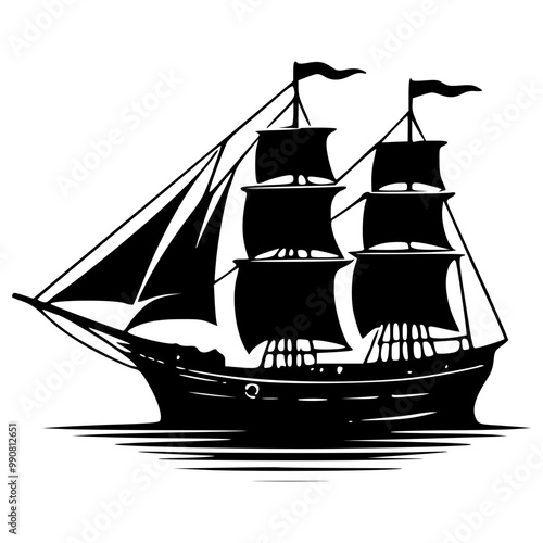 silhouette of a ship