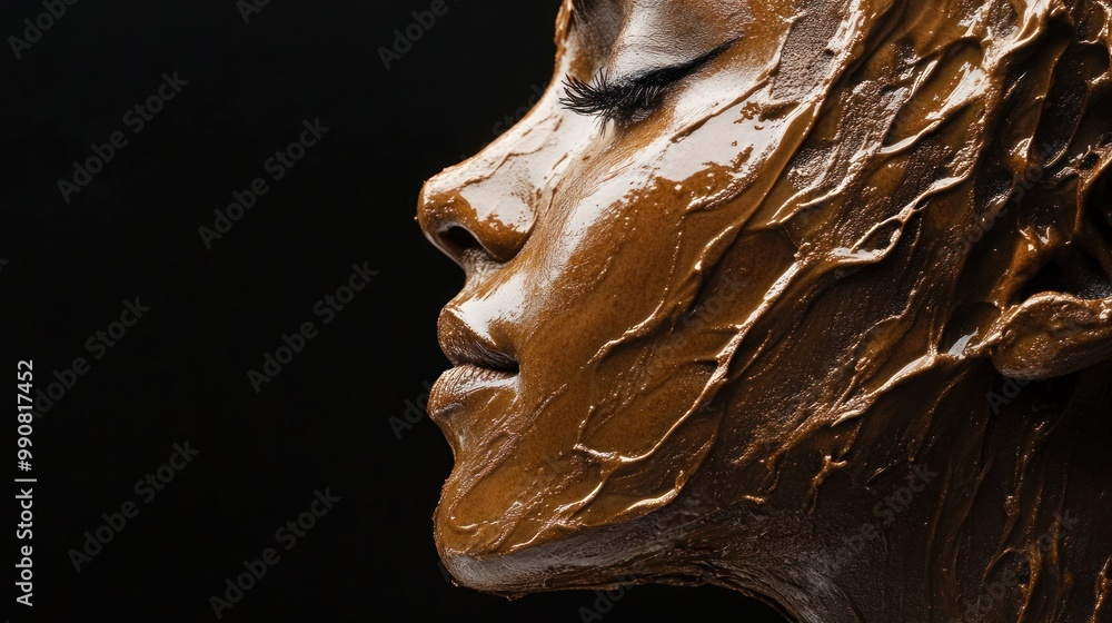 Close-up of textured brown substance on black backdrop Close-up of textured brown substance on black backdrop