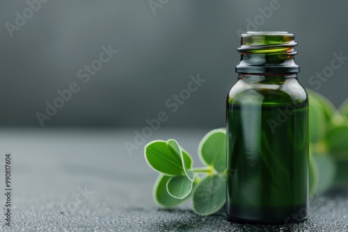 Obraz na płótnie Closeup of a bottle of eucalyptus leaf extract. w salonie