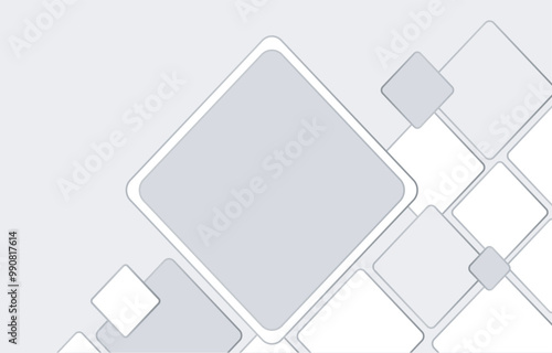 Empty rhombus photo frames. Set of square photo cards different sizes. Vector realistic Mockup for banner design, flyer, leaflet, photo album, advertising, collages. Blank template on gray. EPS10.