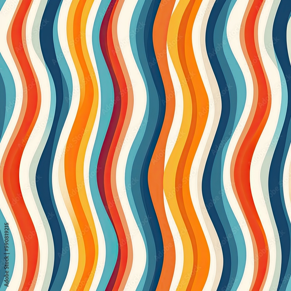 A vibrant pattern featuring undulating waves in orange, blue, white, and teal colors, creating a lively and energetic visual effect. A vibrant pattern featuring undulating waves in orange, blue, white, and teal colors, creating a lively and energetic visual effect.