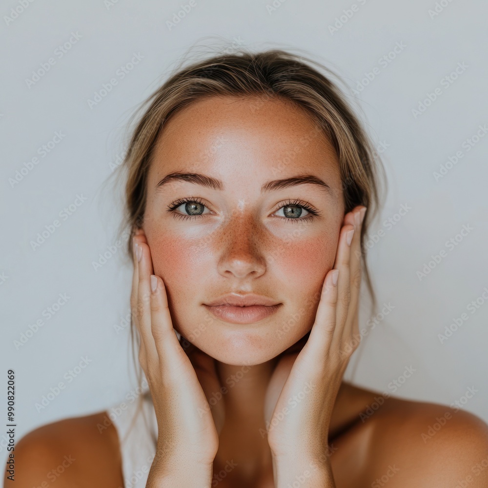 Natural portrait of woman with bright eyes and smile Natural portrait of woman with bright eyes and smile