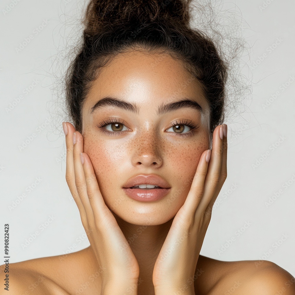Youthful confidence embodied in serene expression Youthful confidence embodied in serene expression