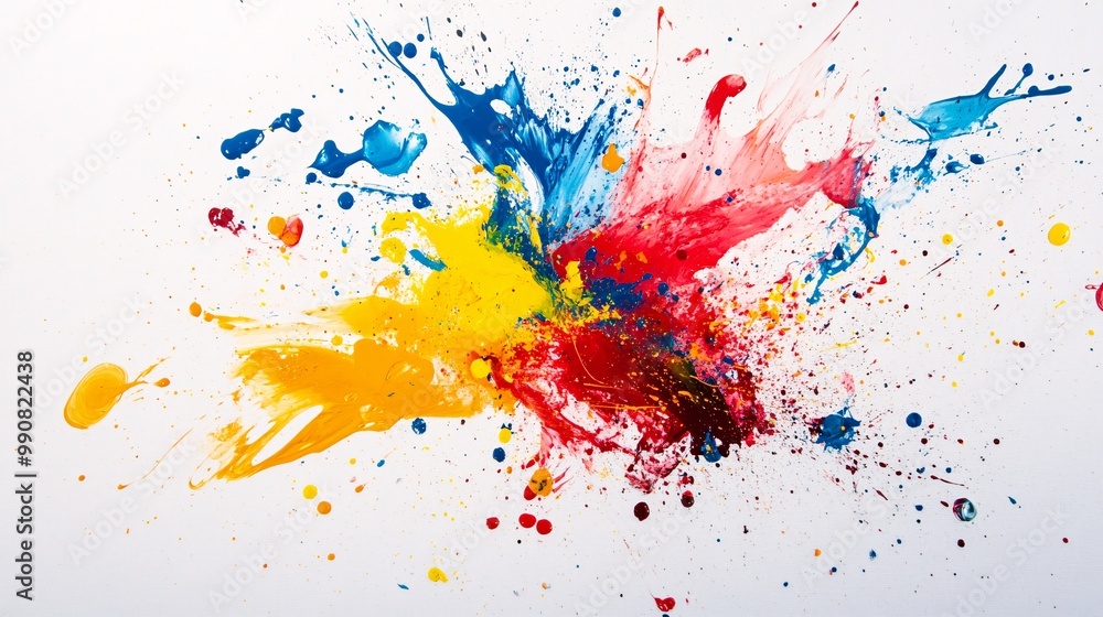 Bright, abstract splashes of paint on a white background Bright, abstract splashes of paint on a white background