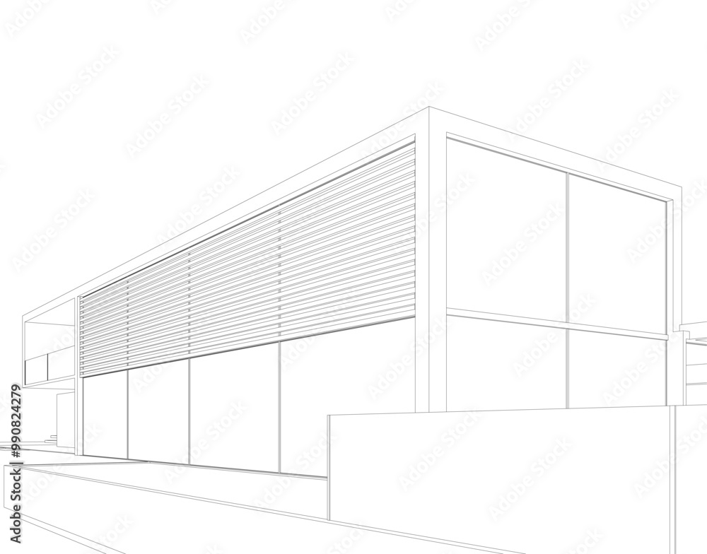 Architectural sketch of modern building 3d rendering Architectural sketch of modern building 3d rendering