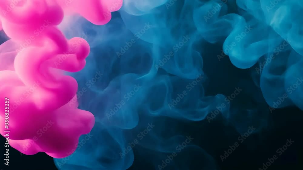 Mesmerizing dance of pink blue smoke on dark background Mesmerizing dance of pink blue smoke on dark background