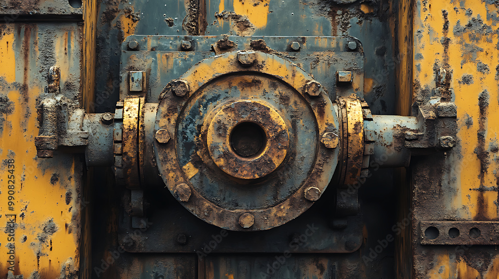 Rusted industrial machinery with visible wear and deep, corroded textures Rusted industrial machinery with visible wear and deep, corroded textures