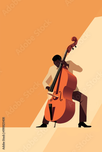 Musician playing double bass