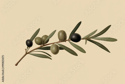 Olive branch with green olives