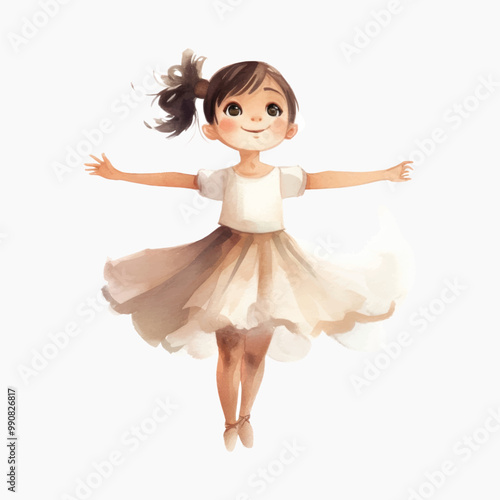 Happy girl dancing gracefully