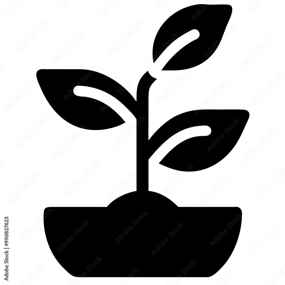 Green plant icon symbolizing growth and ecological sustainability Green plant icon symbolizing growth and ecological sustainability