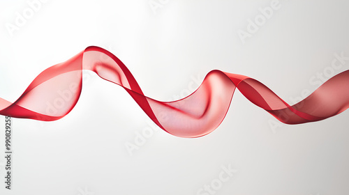 Red ribbon is shown in a white background creating a sense of movement and elegance
