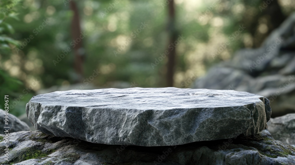 Obraz premium Stone Platform in a Forest Setting