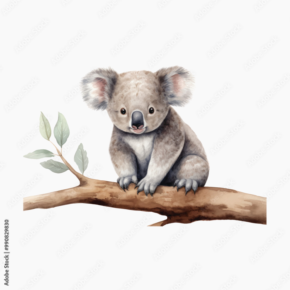 Adorable koala on tree branch Adorable koala on tree branch