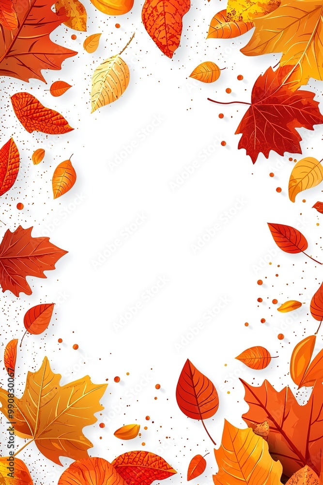 Autumn leaves frame with white background leaves and copy space. Ai Generative Autumn leaves frame with white background leaves and copy space. Ai Generative