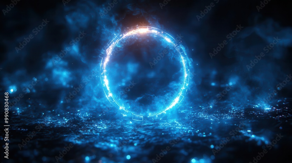 neon blue geometric circles pulsating on a dark background dynamic cyberpunkinspired design with glowing edges and fractal patterns creating depth and movement neon blue geometric circles pulsating on a dark background dynamic cyberpunkinspired design with glowing edges and fractal patterns creating depth and movement