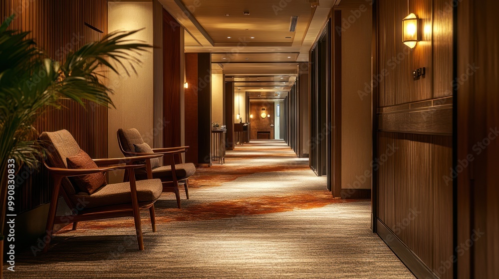 Hotel Corridor with Modern Atmosphere. Hotel Corridor with Modern Atmosphere.