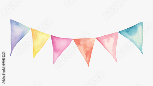 Colorful watercolor bunting flags