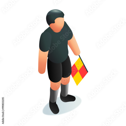 Referee Poses - Corner Kick Isometric vector illustration