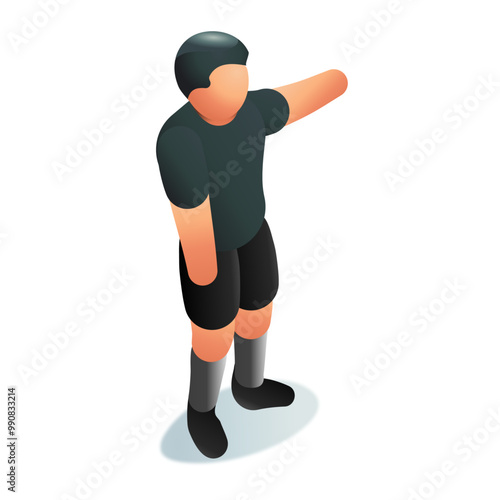 Referee Poses - Corner Kick - Isometric vector illustration