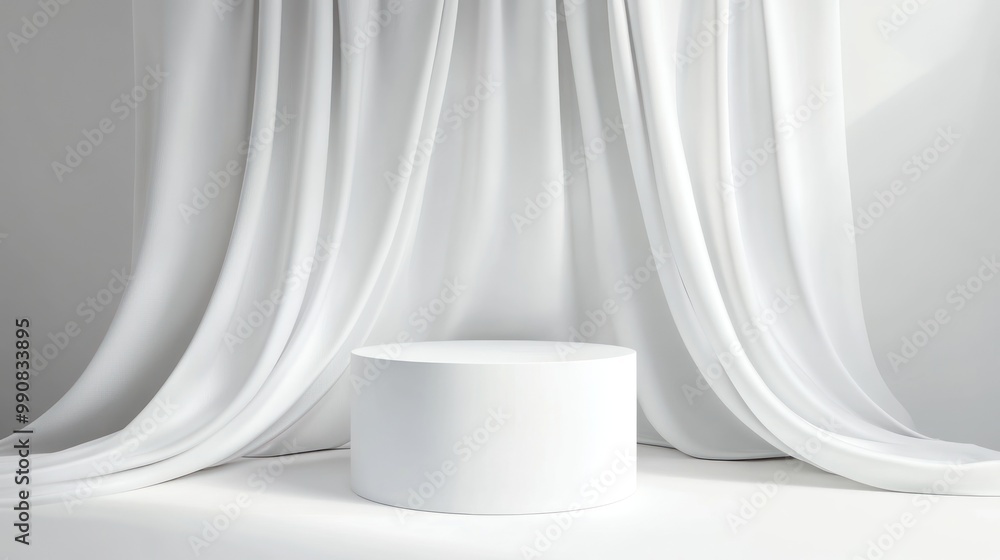 Minimalist Product Display with White Fabric Background Minimalist Product Display with White Fabric Background