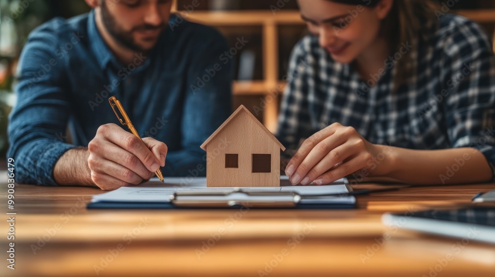 Couple Signing Documents for a New Home Couple Signing Documents for a New Home