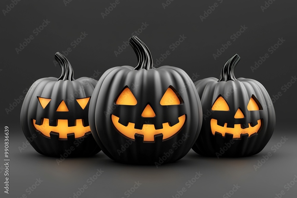 Halloween Pumpkins Jack Lanterns in black color. Ai Generative Halloween Pumpkins Jack Lanterns in black color. Ai Generative