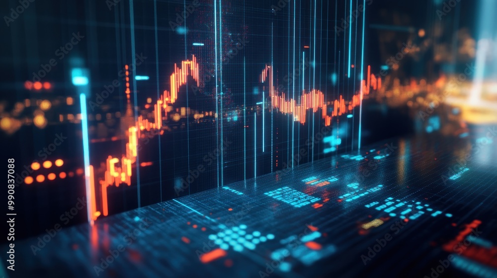A digital visualization of financial data with graphs and metrics. A digital visualization of financial data with graphs and metrics.
