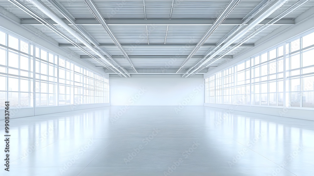 Spacious, bright interior with large windows and a polished floor, ideal for various uses. Spacious, bright interior with large windows and a polished floor, ideal for various uses.