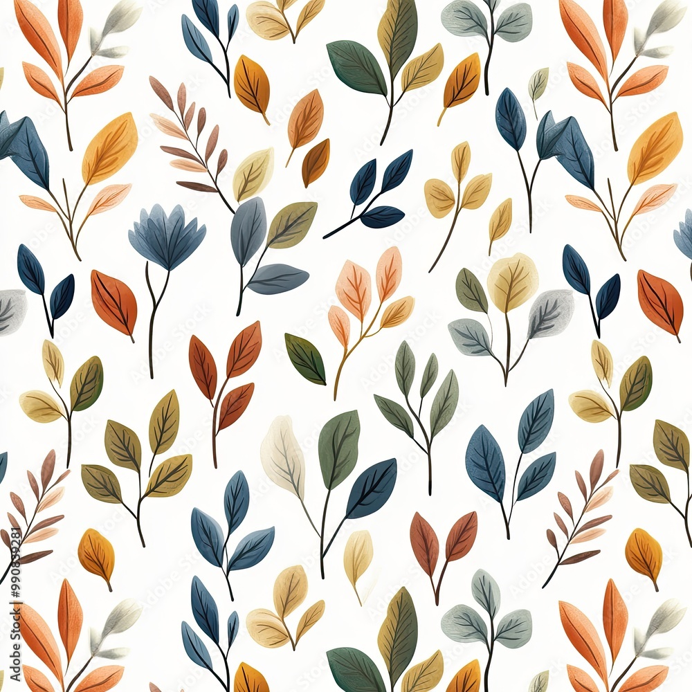 A vibrant pattern of colorful leaves and branches on a light background, showcasing autumn hues and botanical designs. A vibrant pattern of colorful leaves and branches on a light background, showcasing autumn hues and botanical designs.