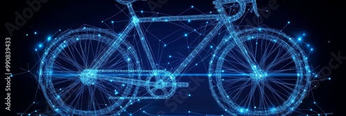 Abstract Blue Bicycle Illustration A Network of Lines and Points Forming the Shape of a Road Bike photo