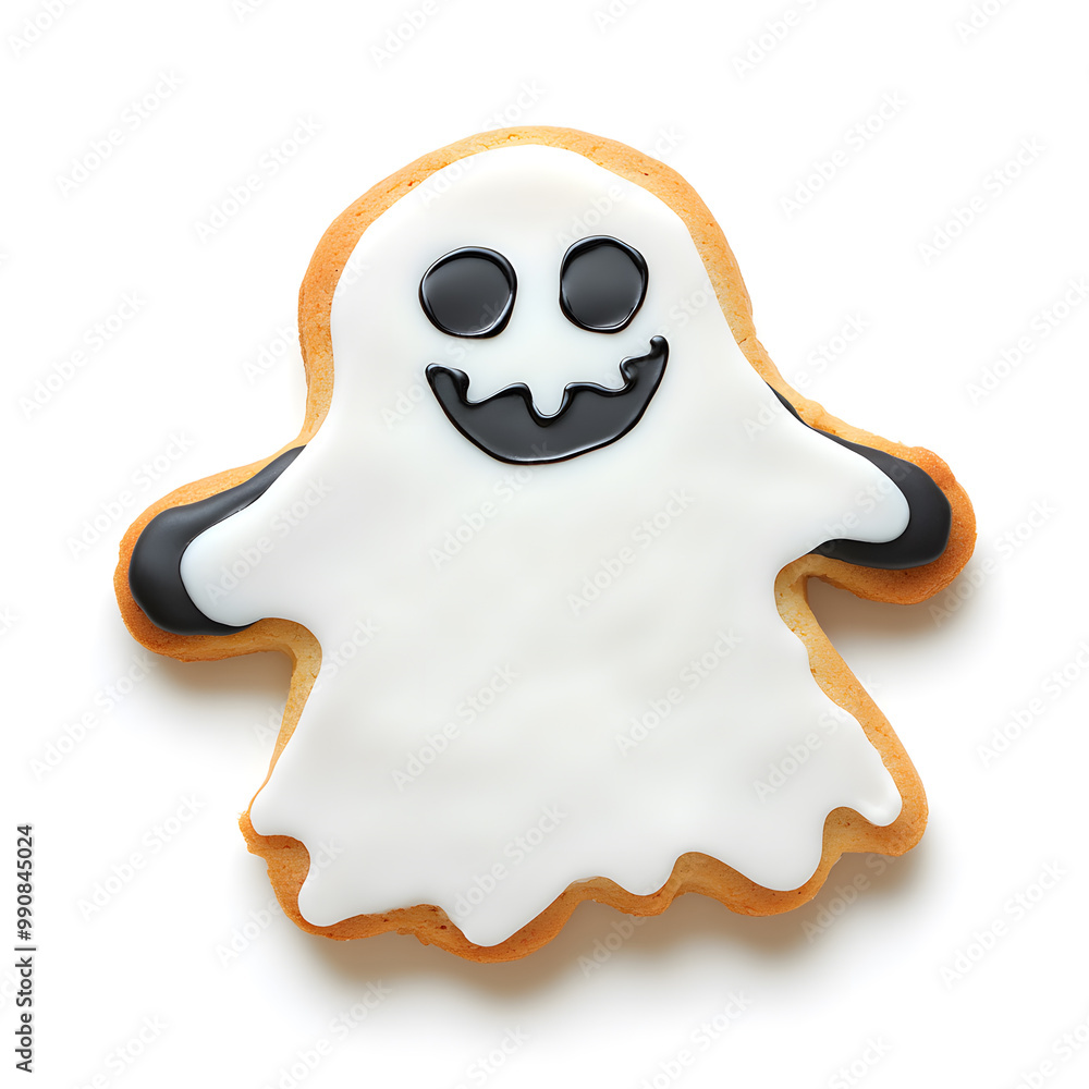 Halloween Ghost Cookie top view isolated on white Halloween Ghost Cookie top view isolated on white