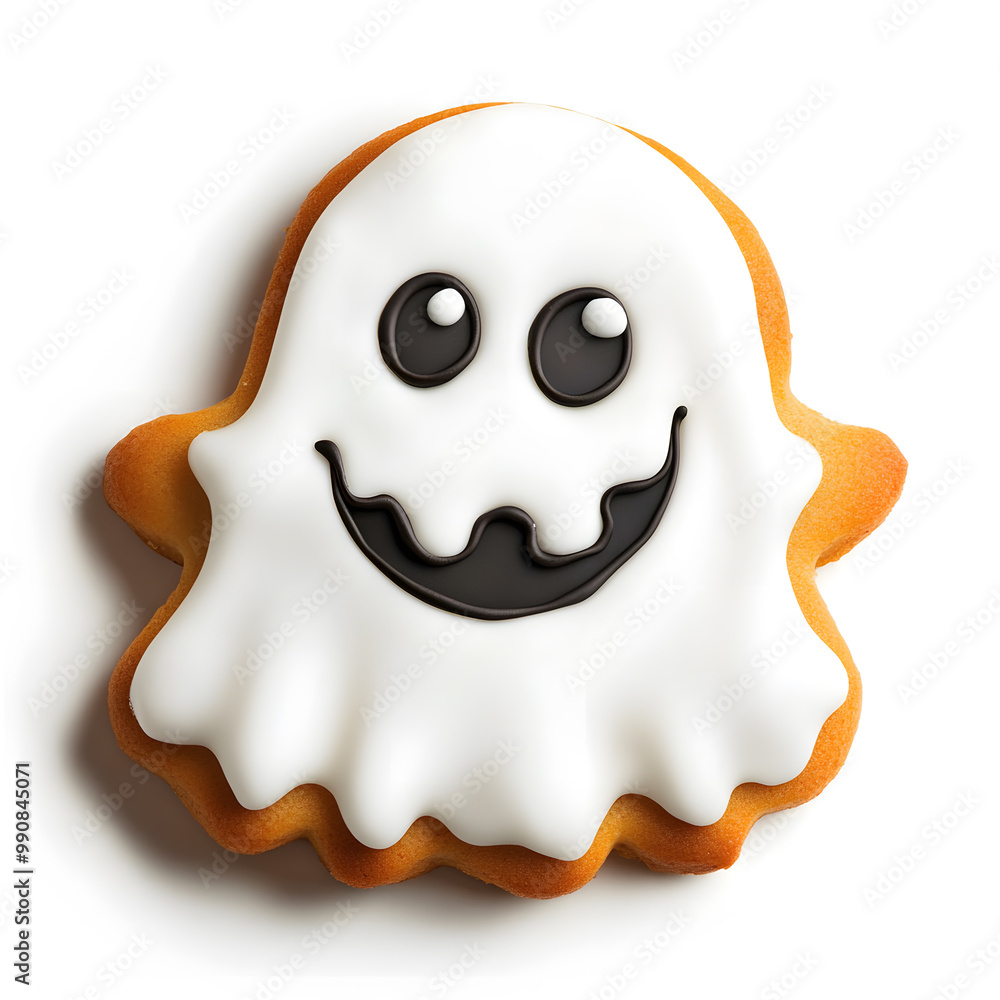 Halloween Ghost Cookie top view isolated on white Halloween Ghost Cookie top view isolated on white