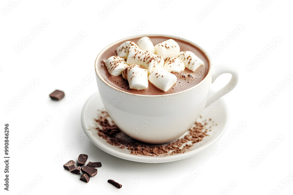 Delicious Cup of Hot Chocolate with marshmallow Isolated on a White Background
Delicious Cup of Hot Chocolate with marshmallow Isolated on a White Background