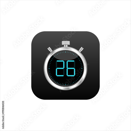 Modern application for watch on mobile phone. Stopwatch realism icon, Timer logo for smart phone.