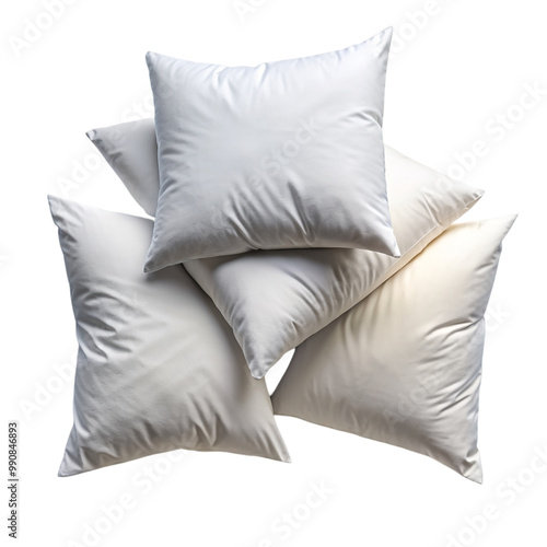 White pillows top view Isolated on transparent background.