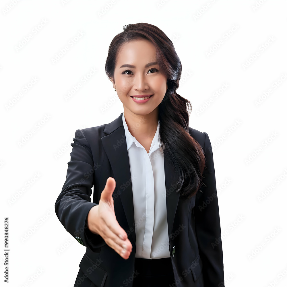 businesswoman shaking hands with white background businesswoman shaking hands with white background