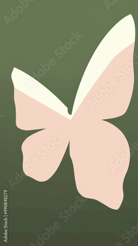 Minimalist butterfly on green background