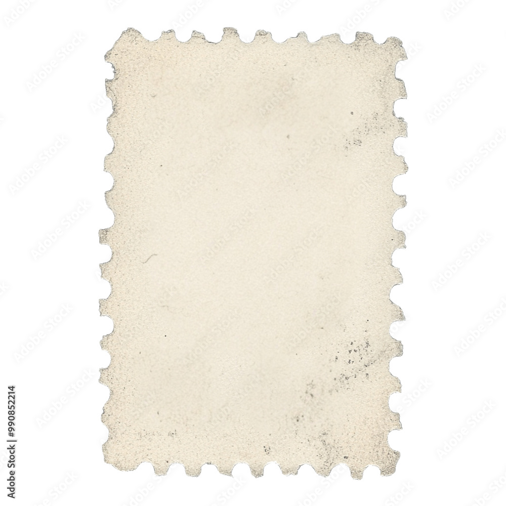 Fototapeta premium Postage stamp vintage beige distressed dirty ink vertical blank postage stamp with copy space 