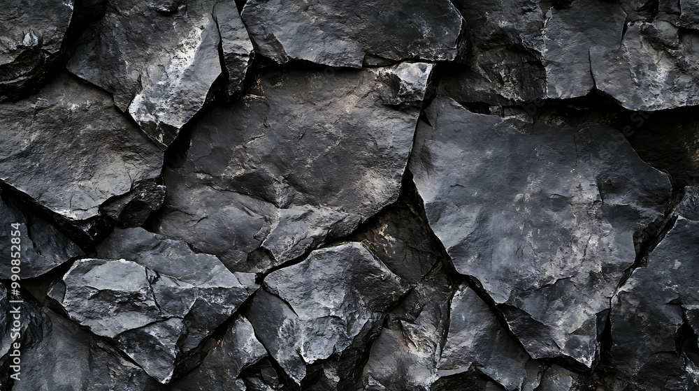 A black and white rough stone texture with rugged surfaces and varying shades of grey A black and white rough stone texture with rugged surfaces and varying shades of grey