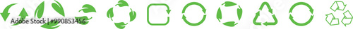 Circular arrows set. Recycle and Ecology Icons. Reuse and Refuse Concept. leaf recycle Eco green symbol. Refresh, reload, loop rotation sign collection