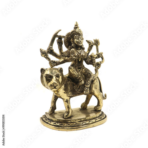 statuette of a hindu deity goddess kali durga devi isolated in a white background photo